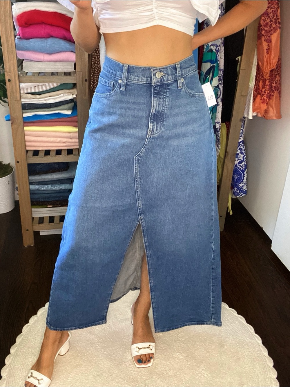 GAP Blue Denim Maxi Skirt with front Slit! 🌀 - Picture 5 of 14